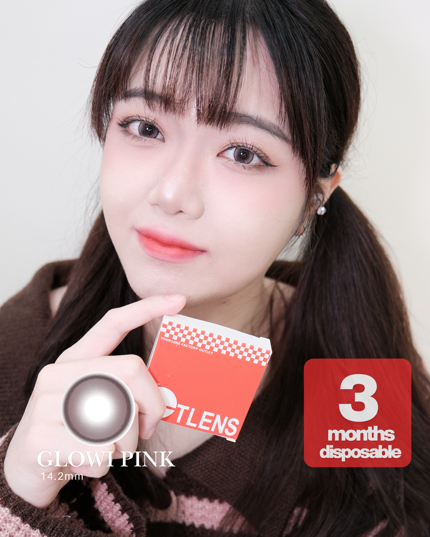 【GLOWI PINK】Outlens 3-Months Color Con 2pcs