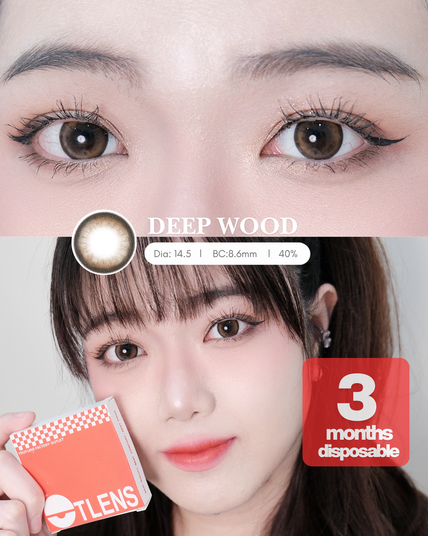 【DEEP WOOD】Outlens 3-Months Color Con 2pcs