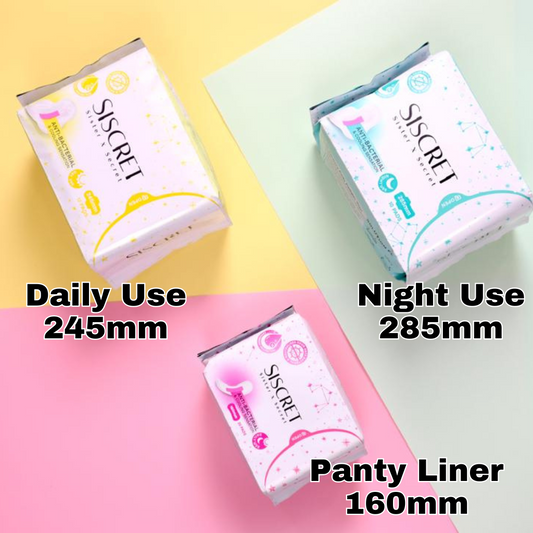 【SISCRET】Anti-Bacterial & Cooling Sensation Sanitary Pads DAY/ NIGHT/ PANTY LINER